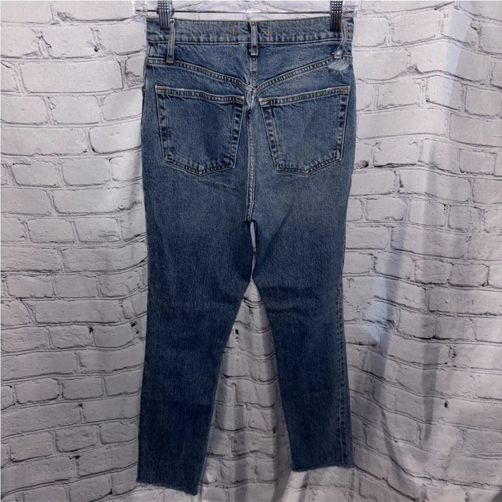 We The Free People Distressed Skinny Raw Hem Jeans Size 27 Button Fly Denim - Picture 3 of 5